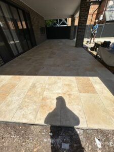Outdoor porcelain tiles installed in an Adelaide alfresco area